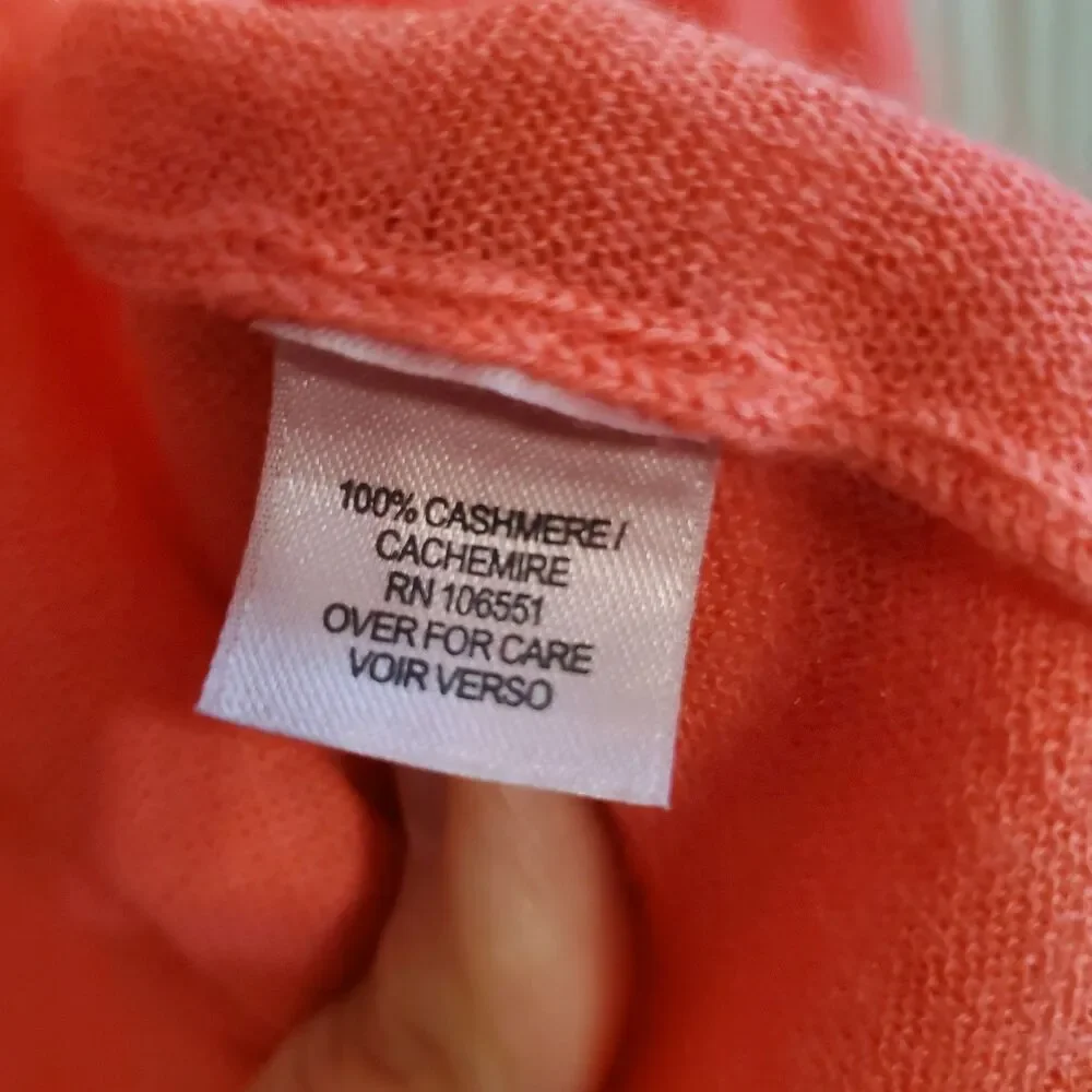 Calypso St Barth Coral 100% Cashmere Waterfall Open Front Cardigan Size M Preppy